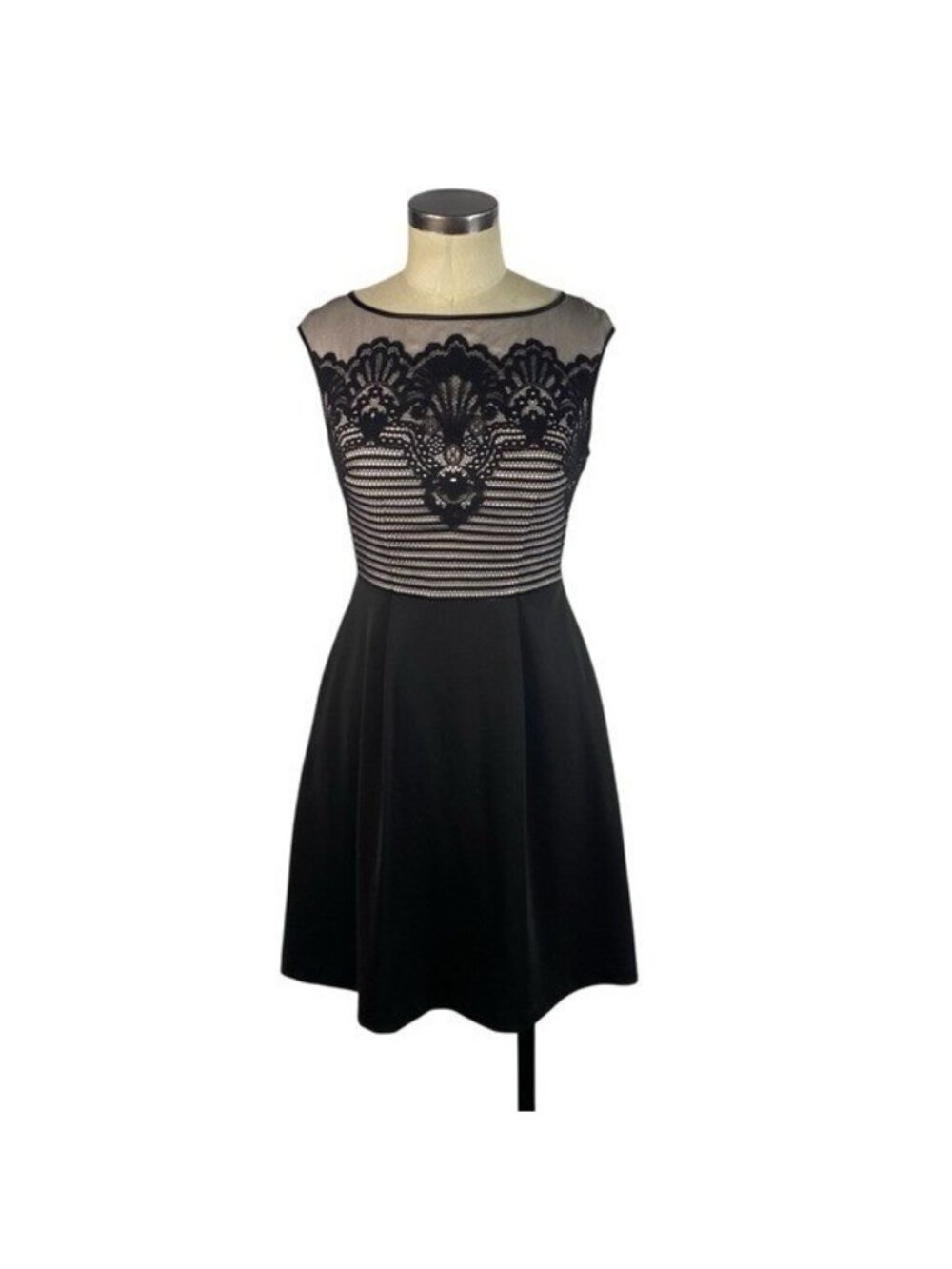 Adrianna Papell Fit Flare Cocktail Dress US 4 Black